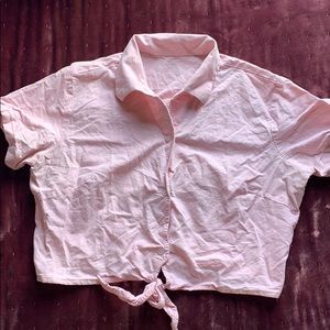 American apparel cropped collar blouse with tie